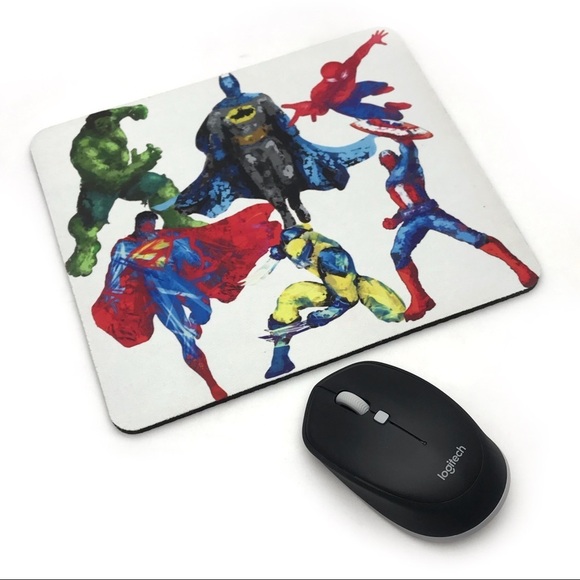 Super Heroes Computer Laptop Mouse Pad Superman Hulk‎ Batman Spiderman Avengers - Picture 1 of 3